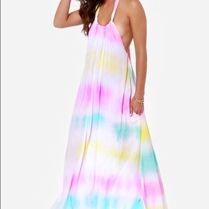 Cotton candy tie-dye maxi dress